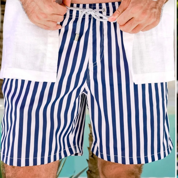 NEW! THE NAUTI BY NATURE SWIM TRUNKS Men's Blue Striped Swim Shorts Sz XL - Picture 12 of 16